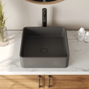 15" x 5" Rectangular Vessel Bathroom Sink, Concrete