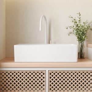 DeerValley DV-1V0321 Vessel Sinks 24-Inch Large Capacity Built-In Washboard Ceramic
